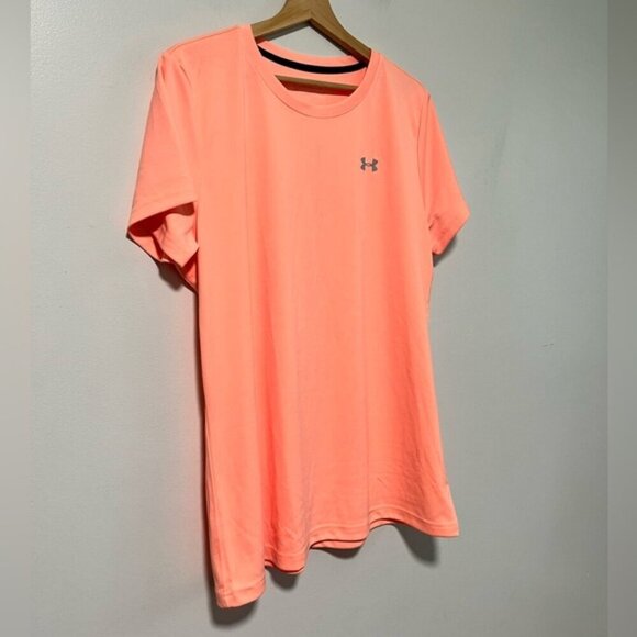Under Armour Women’s HeatGear Coral Pink Short Sleeve T-Shirt - Size XL - Picture 4 of 12